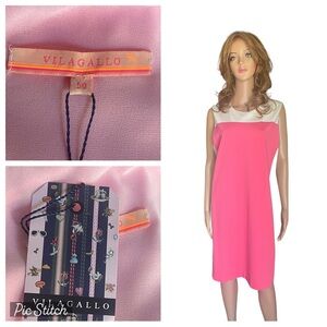 New! Vilagallo pink/cream/grey Sheath Dress size 50(L) USA
